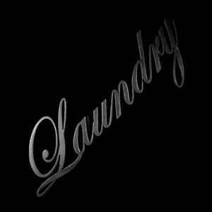 Vtg Black Heavy Metal Laundry Calligraphy Cursive Writing Lettering Sign